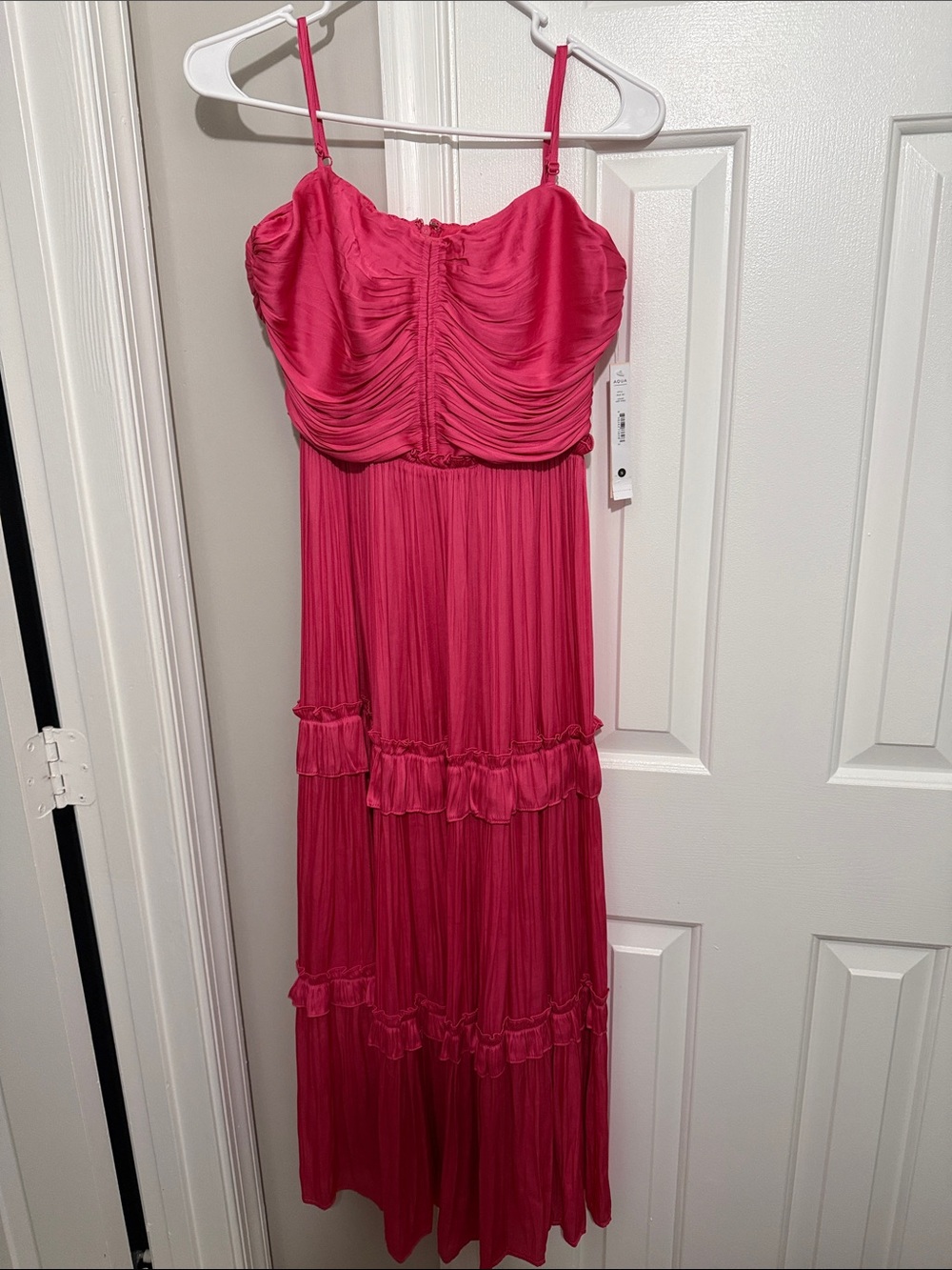 Aqua Fuchsia Ruched Bust Midi Dress